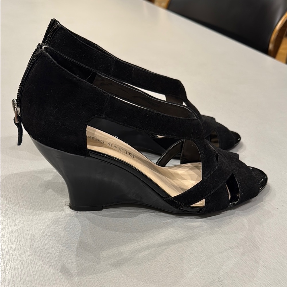 Franco Sarto Black Wedge Dress Sandals